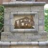 Bear & Mountain Scene in Patinated Steel.   Mounted to Outdoor barbeque.